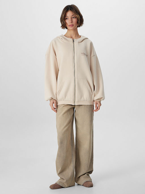 Толстовка женская бежевая на молнии с надписью Whatever - Mark formelle фото 3