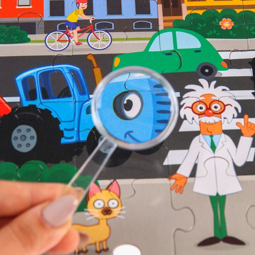 Пазл Собери, найди, покажи. В городе: Синий трактор, 35 элементов  фото 5