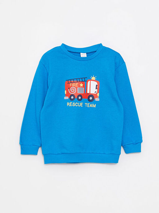 Bisiklet Yaka Uzun Kollu Bask?l? Erkek Bebek Sweatshirt 2li - Waikiki фото 2