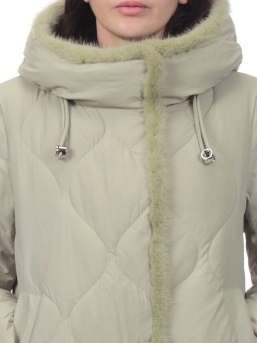 310 OLIVE Пальто зимнее стеганое женское (200 гр. холлофайбер, натуральная норка) - Fashion фото 4