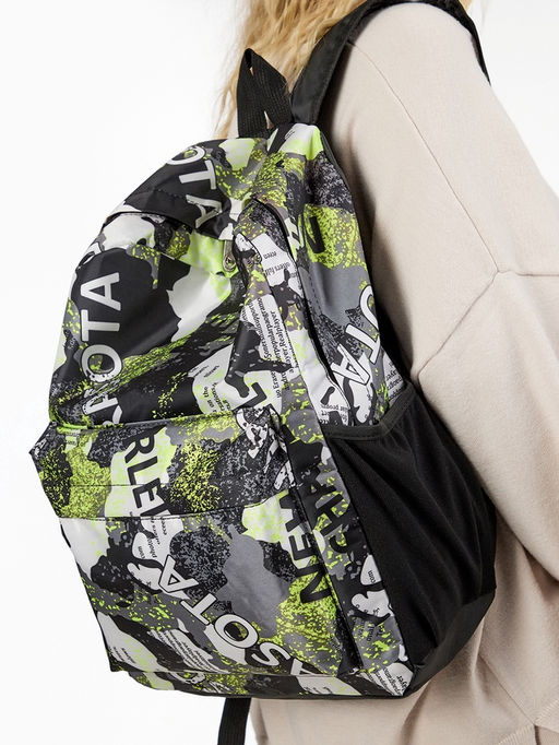 Рюкзак школьный на молнии, с карманами, с принтом, размер 30?13?42 см, голубой/серый