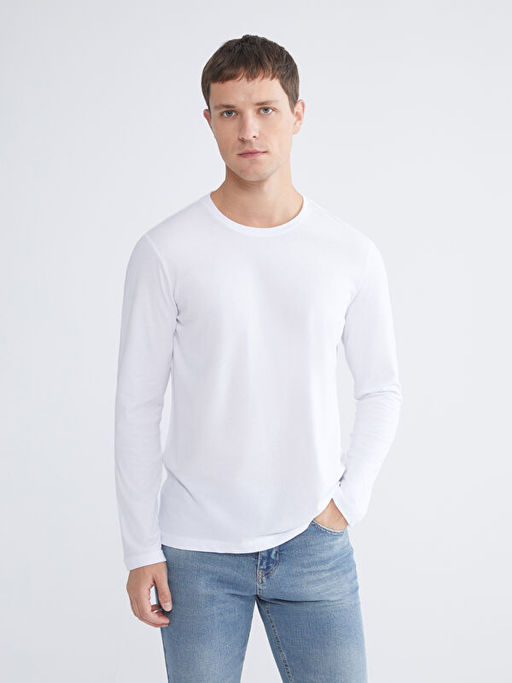 Bisiklet Yaka Uzun Kollu Erkek Ti??rt