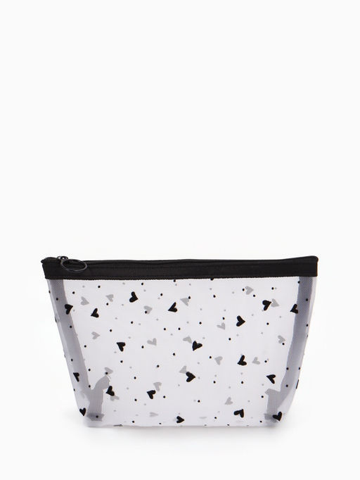 Косметичка дор Сердца, сетка 17*6,5*13,5, отд на молнии, белый