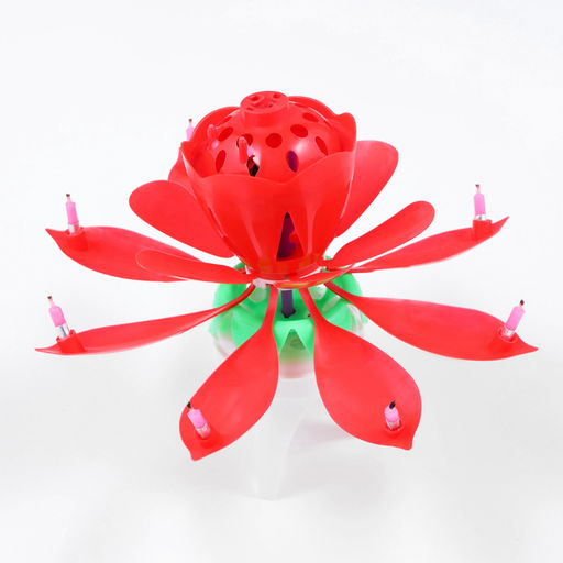 Цена за 2шт. Свеча для торта музыкальная Тюльпан, крутящаяся, красная, 14.5?6 см