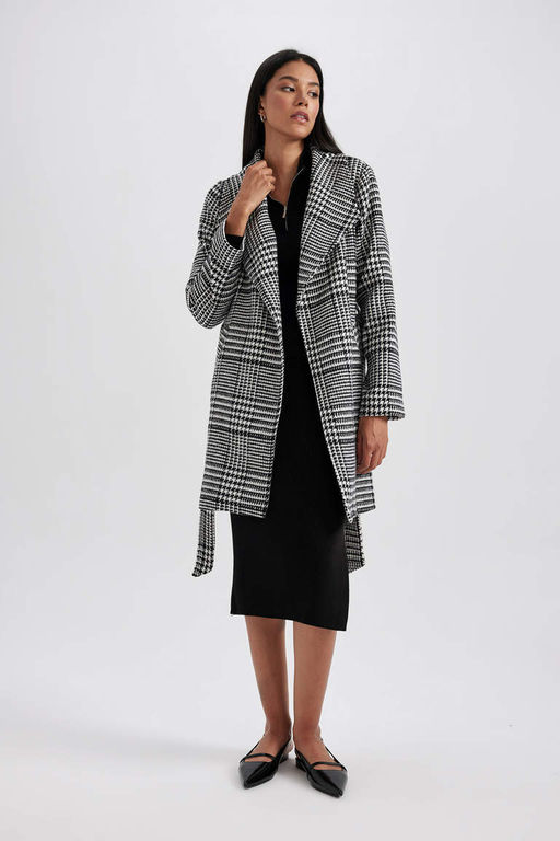 Пальто каше стандартного кроя с клетчатым узором - Defacto фото 2