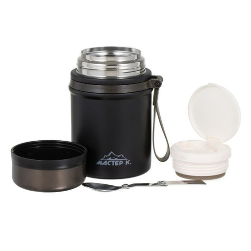 Термос для еды Мастер К, 800 мл, нержавеющая сталь, чёрный фото 2