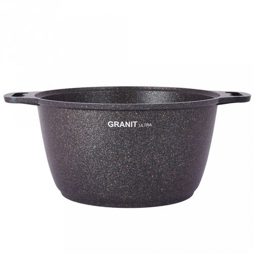 Кастрюля с антипригарным покрытием 6л, д28см "Granit Ultra", h15,5см, стеклянная жаропрочная крышка, ручка из термостойкого пластика, голубой гранит (Россия) - можно использовать металлические кухонные принадлежности