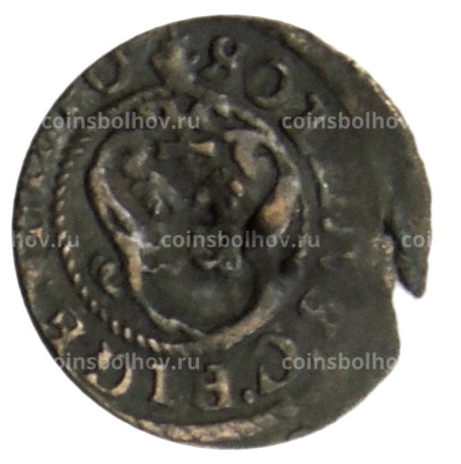 Монета Солид 1634-1654 года Шведская оккупация Риги  Королева Кристина