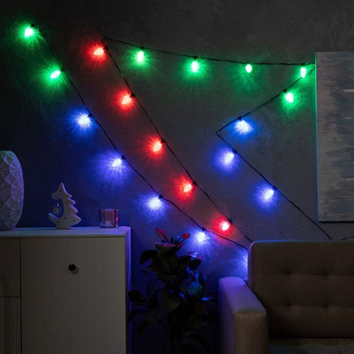 Умная гирлянда Нить 6 м с насадками Шишки, IP20, тёмная нить, 20 LED, свечение RGB, USB - Luazon lighting фото 5