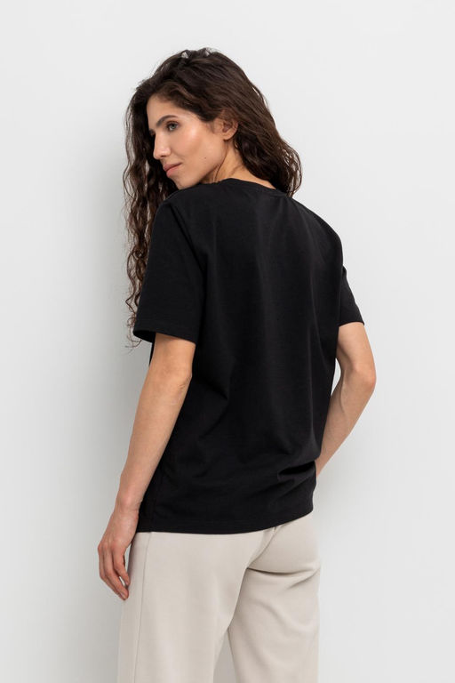 Футболка женская Very Neat ЕВТ 3201 темный черный из хлопка  фото 2