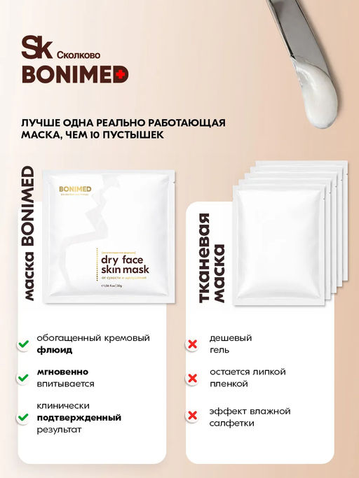 Крем-маска тканевая для очень сухой кожи лица, 30 г - Bonimed фото 4