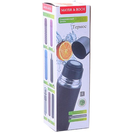 27604 Термос 0,75л нерж/сталь в кожан/чехол MB (х24) - Mayer&boch фото 3