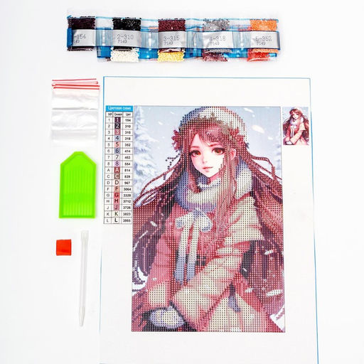 Алмазная мозаика на новый год с частичным заполнением на холсте «Снежная красавица», 20×30 см, набор для творчества