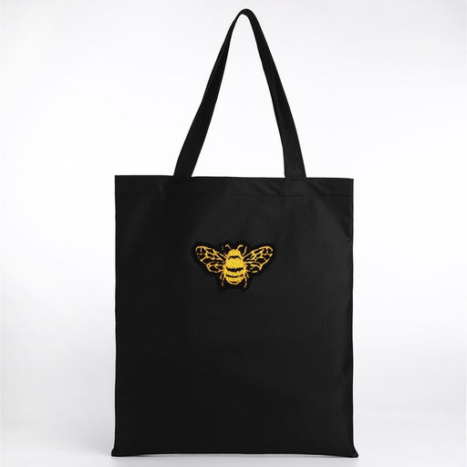 Шопер текстильный с вышивкой BEE, 40×35 см, чёрный