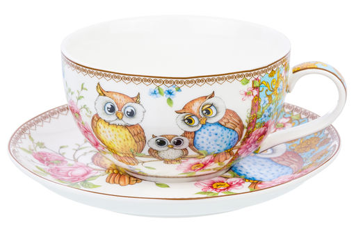 Чашка для капучино + блюдце 350 мл 14*11*6 см Совушки NEW BONE CHINA - Elan gallery фото 4