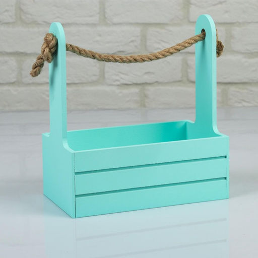 Набор кашпо деревянных 2 в 1 (251530; 211223 см) Dear, ручка канат, мята - Дарим красиво фото 2