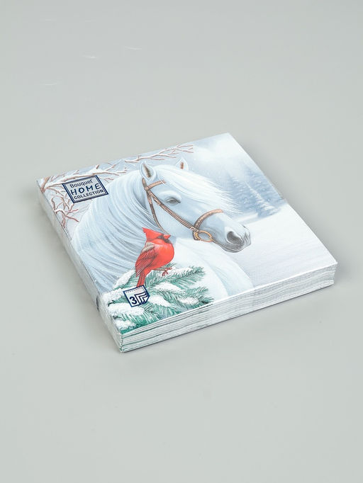 Цена за 3 шт. Салфетки бумажные трёхслойные «Волшебная лошадь», 33×33, 20 шт.