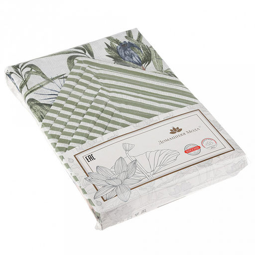 Комплект столовый 7пр "Виши"/"Виши" полоса: скатерть 180х150см, салфетка сервировочная 42х42см - 6шт, длина стола до 140см. на 6 персон, хлопок "Премиум" 186г/м2, "Домашняя мода" (Россия)