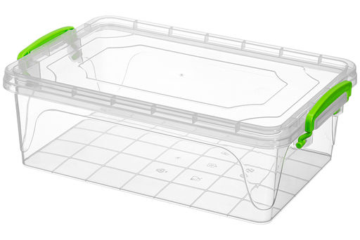 Контейнер 6 л 35,5*23*11,5 см "Фреш бокс" с зелеными ручками, прозрачный (модель 242)