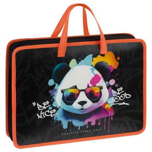 Папка на молнии с ручками А4 ArtSpace "The Colored Panda" ширина 70мм (ПТЛ-14Л70008) пластик