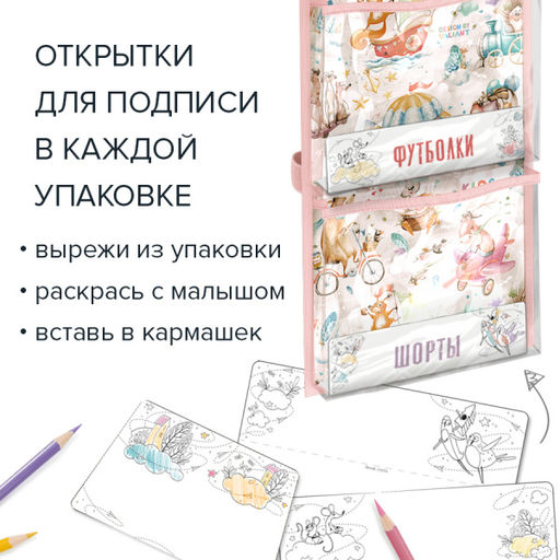 VAL KTRP-P-S5P-8526 Кармашек подвесн. в детский сад, 5 прозр. отделений, 85*26 см, роз., ПУТЕШАСТИКИ, шт
