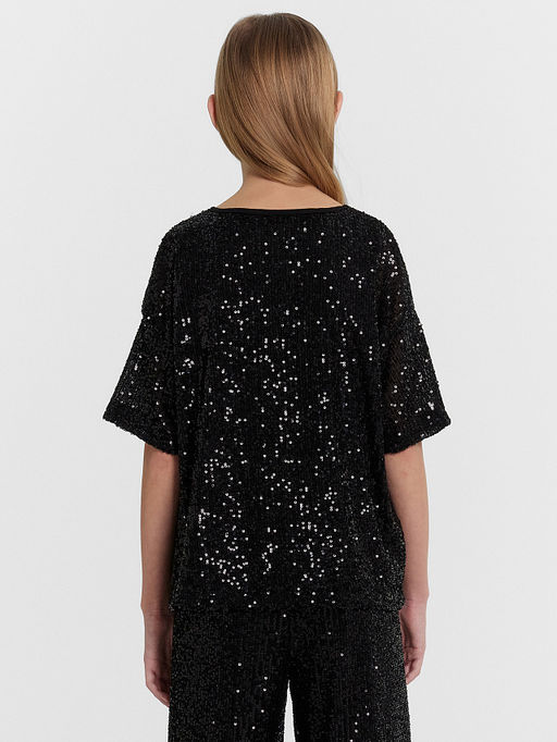 Блузка для девочек черная в пайетки - Mark formelle фото 5