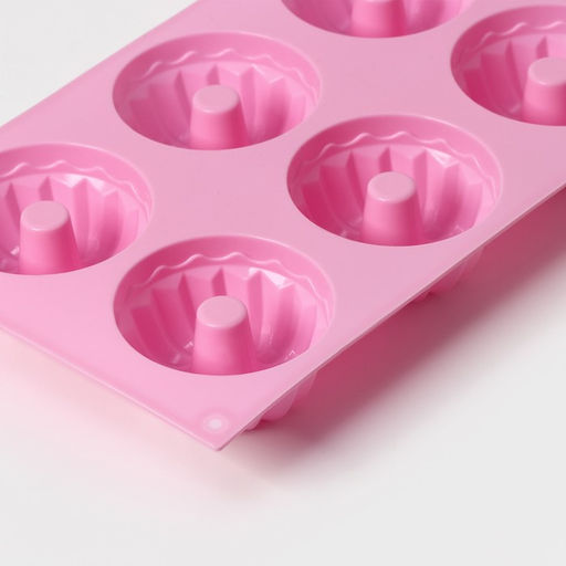 Форма для выпечки Доляна Немецкий кекс, силикон, 17?27 см, 6 ячеек (d=7 см), розовая  фото 7