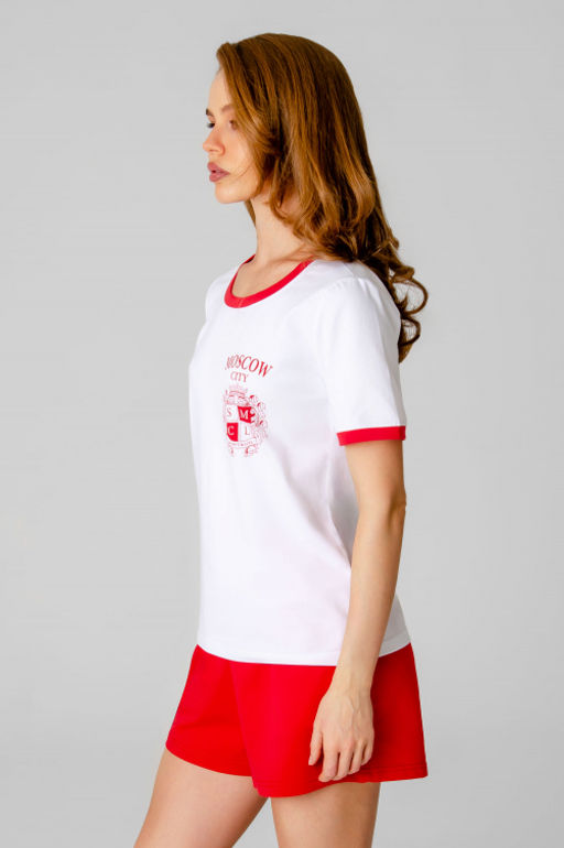 Арт.2374/2 Набор футболка и шорты 42-50 ( 5 шт.) Цвет:верх-белый, низ-красный - Калинка фото 2