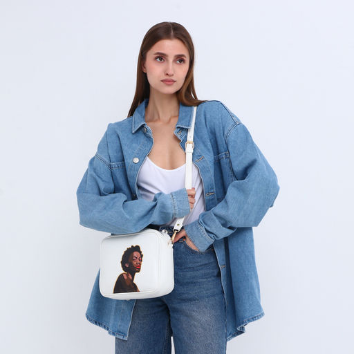 Сумка женская на молнии TEXTURA, 22×8×17 см, с цветным принтом, белая