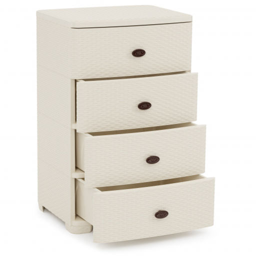 Комод широкий "Плетенка" 4-х секц.слон.кость М4059