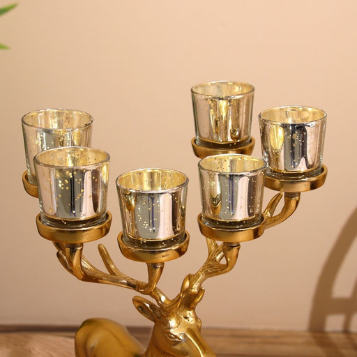 Подсвечник на 6 свечей «Олень», 23×28×41 см, алюминий