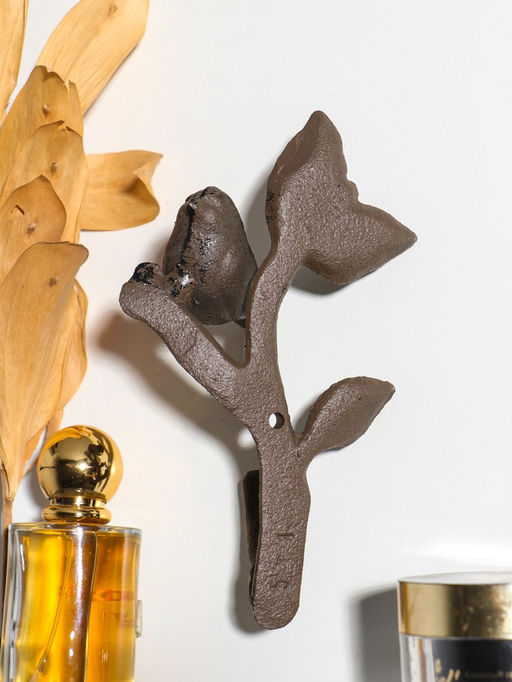 Крючок декоративный чугун "Воробушек на веточке" 10х6х17 см