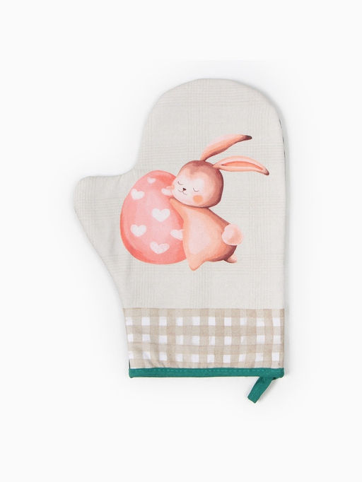Цена за 2 шт. Варежка - прихватка «Этель. Пасхальный кролик», 20×28 см, саржа, 100% хлопок, ватин 250 г/м²
