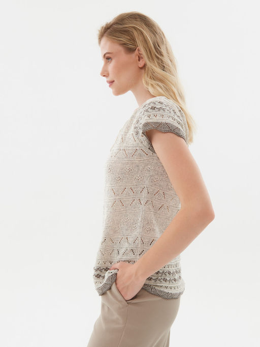 Джемпер короткий рукав л0475 лен 1 - Стим фото 6