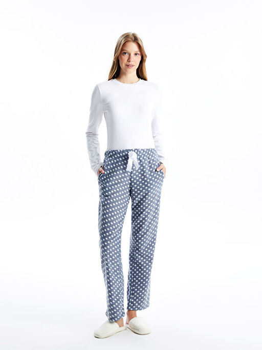 Beli Lastikli Puantiyeli Kad?n Polar Pijama Alt?