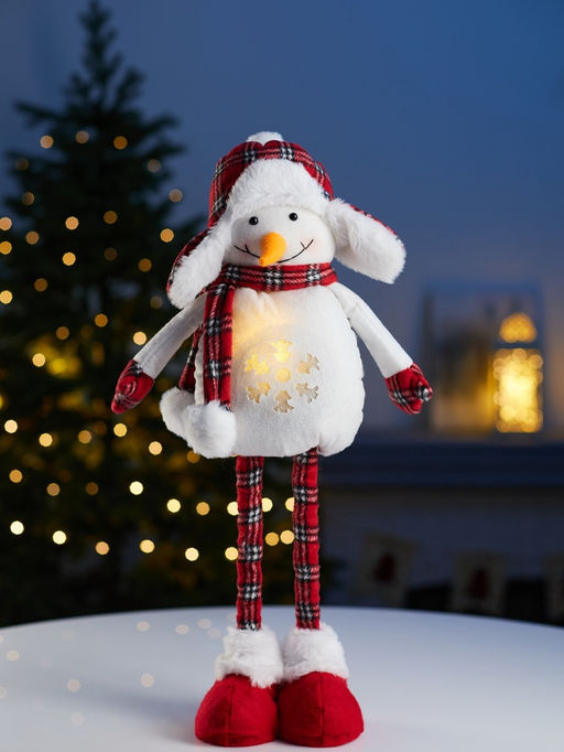 Фигура текстиль «Снеговик» 40-60 см, телескопические ножки, 1 LED, от батареек LR1130×3, свечение тёплое белое