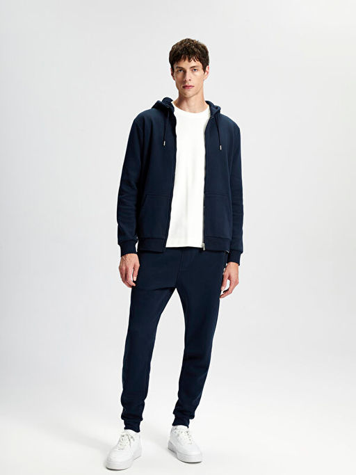 Kap??onlu Uzun Kollu Erkek Kal?n Fermuarl? Sweatshirt