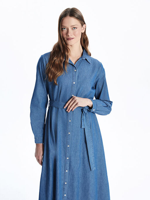 G?mlek Yaka Kad?n Jean Elbise