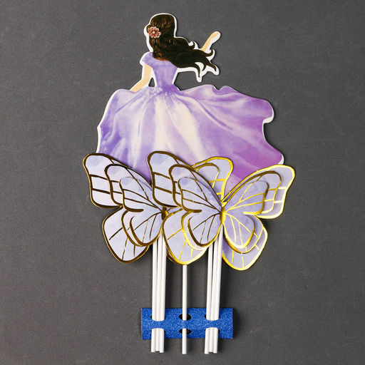 Набор для украшения Девушка с бабочками, набор 7 шт., цвет фиолетовый - Страна карнавалия фото 5