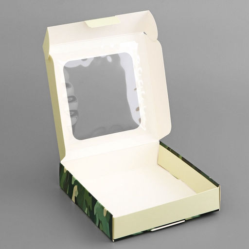 Цена за 5 шт. Коробка подарочная сборная с окном, упаковка, «23 февраля», 13×13×3 см