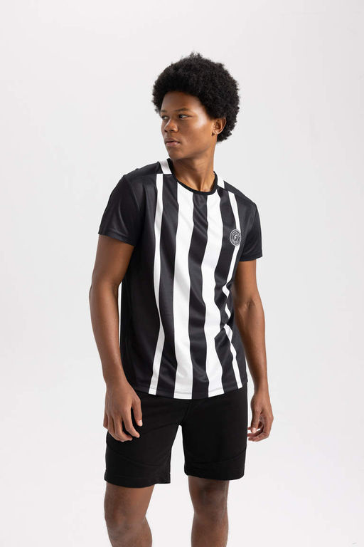 DeFactoFit Стандартная посадка Спортивная футболка с круглым вырезом и короткими рукавами с принтом  фото 3