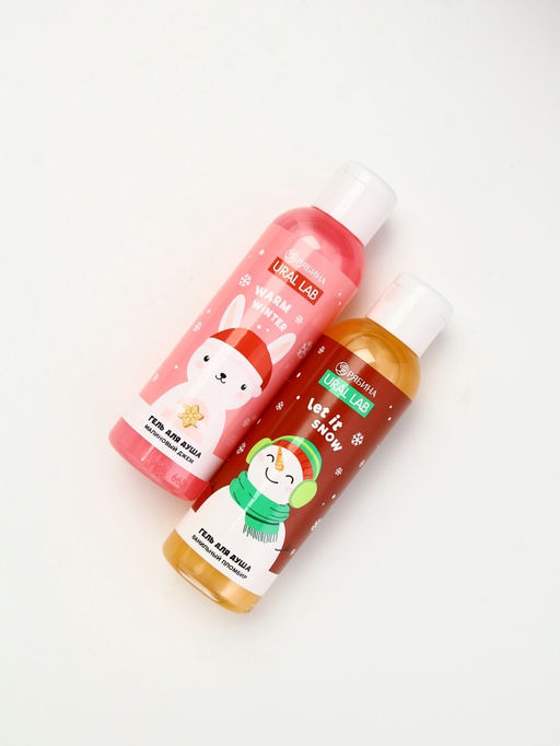 Подарочный набор новогодний Снеговик, гель для душа 2 шт х 150 мл, мочалка, URAL LAB