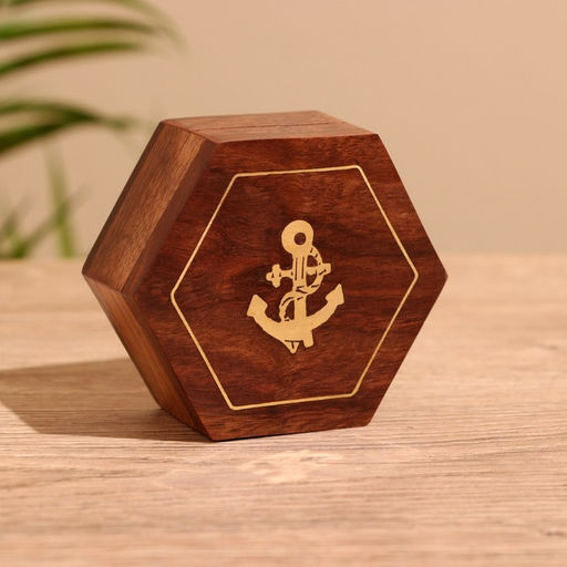Шкатулка «Якорь», 8.5×7.5×3.5 см, дерево шишам