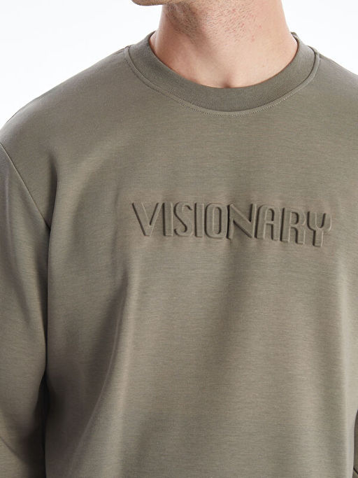 Bisiklet Yaka Kabartmal? Erkek Sweatshirt