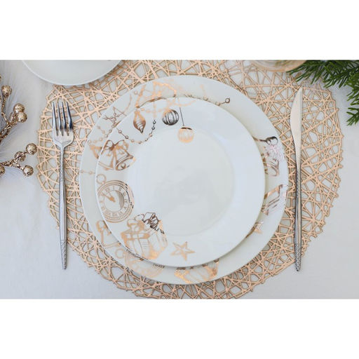 Тарелка фарфоровая десертная Доляна Праздничное настроение, d=20,5 см, цвет белый фото 6