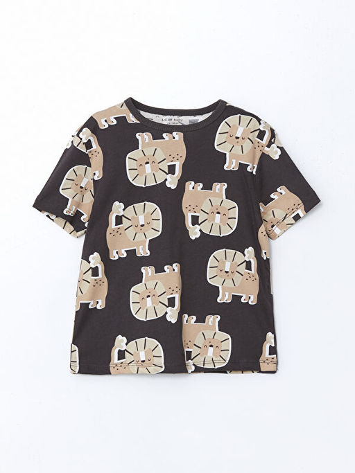 Bisiklet Yaka Bask?l? Erkek Bebek ?ortlu Pijama Tak?m 2li