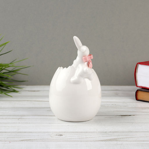 Фигурка кашпо белое Кролик 9х10х15 см / 19182-1W /уп 36/Пасха - ГалеонТрейд фото 7