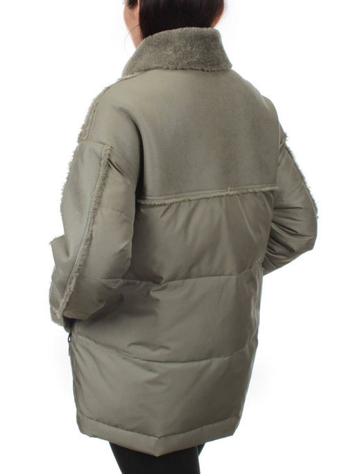 902 GRAY/GREEN Куртка зимняя облегченная женская (холлоффайбер 150 гр., искусственная дубленка) - Fashion фото 8