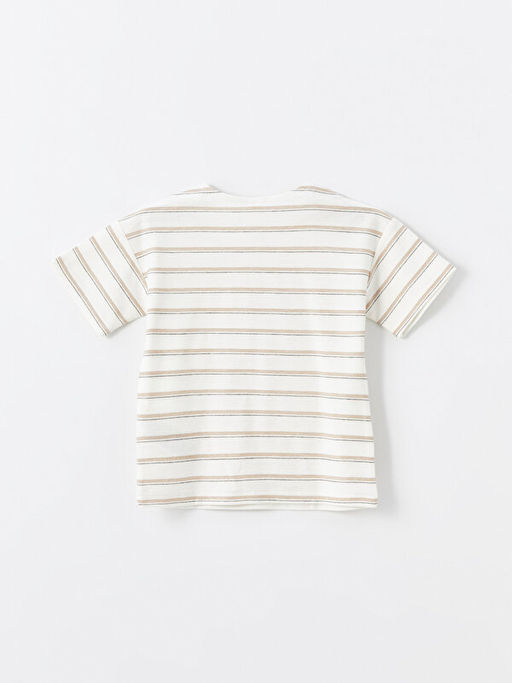 Hakim Yaka ?izgili K?sa Kollu Erkek Bebek Ti??rt - Waikiki фото 2