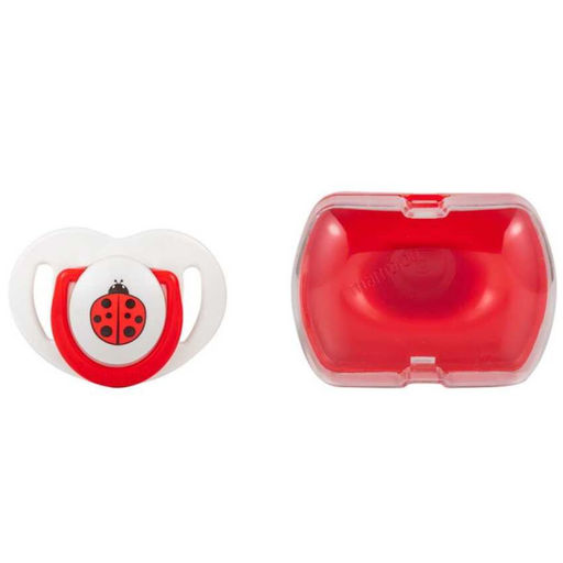 Ортодонтическая силиконовая пустышка с боксом для хранения 6+, божья коровка 7123954